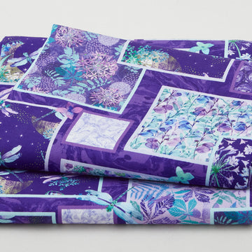Gypsy Flutter Favorites - Dragonfly Collage Purple 2 Yard Cut