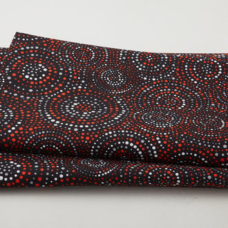 Hexi-Dots 108" - Concentric Hexi-dots Red/Black/White 3 Yard Cut