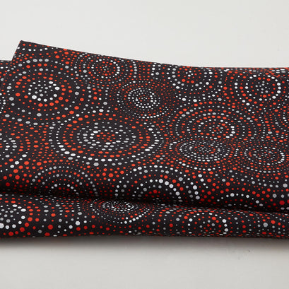 Hexi-Dots 108" - Concentric Hexi-dots Red/Black/White 3 Yard Cut