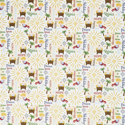 Away in a Manger - Nativity Words Ivory Yardage