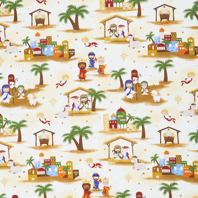 Away in a Manger - Nativity Scenic Ivory Yardage