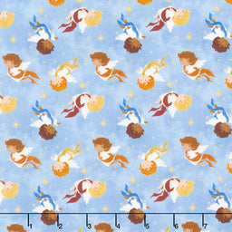 Away in a Manger - Angels Light Blue Yardage
