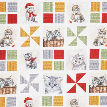 A Purr-fect Holiday Season - Cat Patch Work Multi Yardage