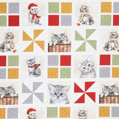 A Purr-fect Holiday Season - Cat Patch Work Multi Yardage