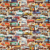 Historic Highway - Retro Cars and License Plates Multi Yardage