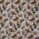 Historic Highway - Motorcycles and Route 66 Signage Tan Yardage