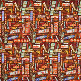 Historic Highway - Motel Signs Black Yardage