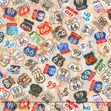 Historic Highway - Route 66 Signs Tan Yardage