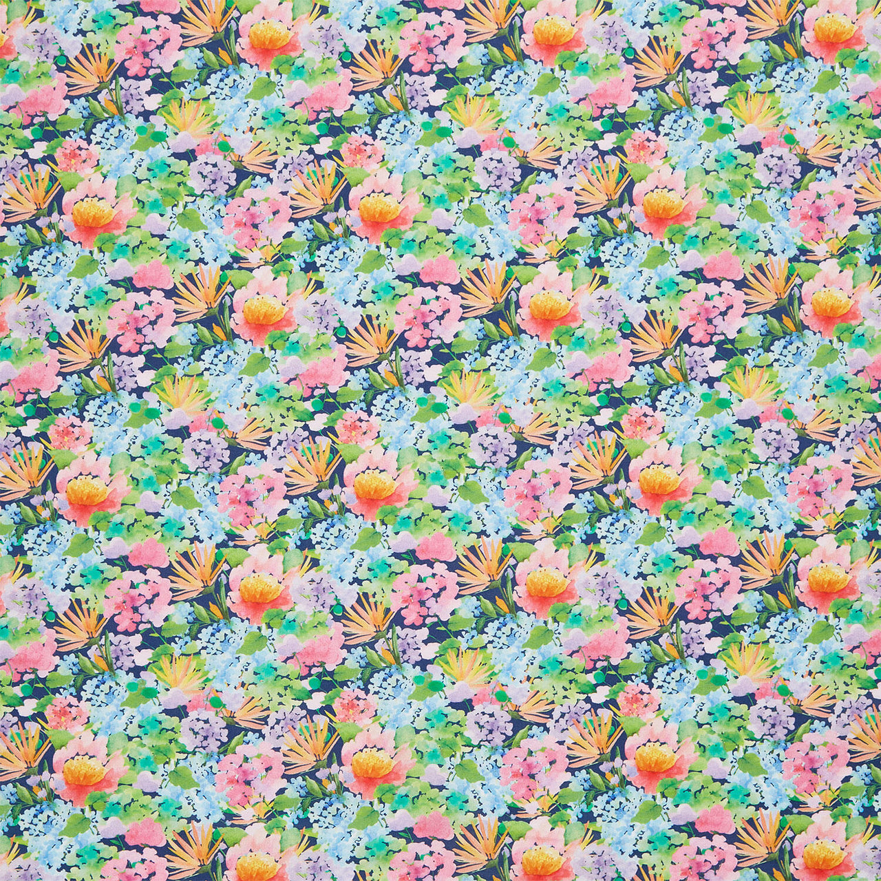 Bows and Blooms - Floral Collage Navy Yardage