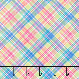 Bows and Blooms - Bias Plaid Blue Yardage