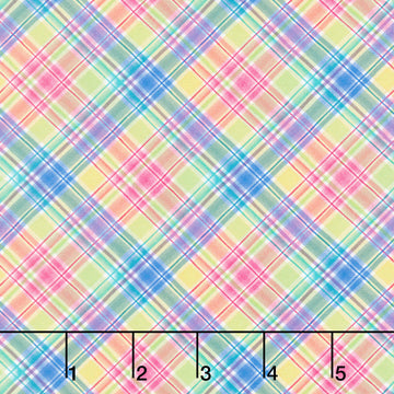 Bows and Blooms - Bias Plaid Blue Yardage