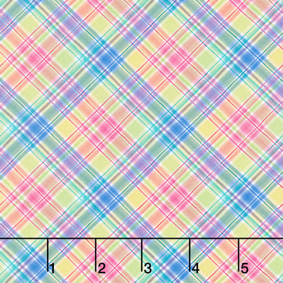 Bows and Blooms - Bias Plaid Blue Yardage