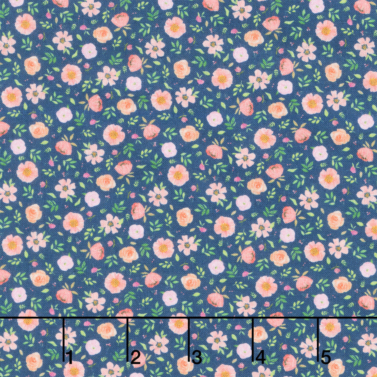 Bows and Blooms - Flower Heads Navy Yardage