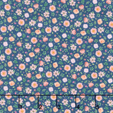 Bows and Blooms - Flower Heads Navy Yardage