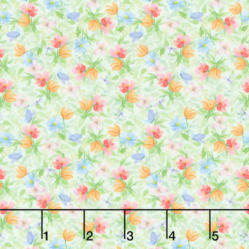 Bows and Blooms - Small Floral Mint Yardage