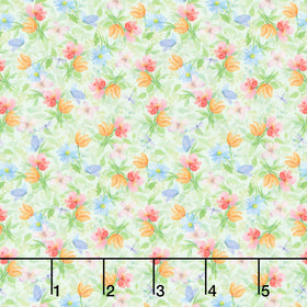 Bows and Blooms - Small Floral Mint Yardage