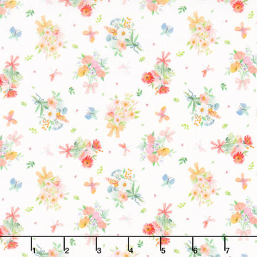 Bows and Blooms - Small Bouquets White Yardage