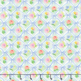 Bows and Blooms - Lattice Bows & Flowers Mint Yardage