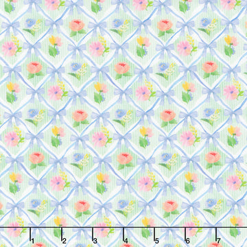 Bows and Blooms - Lattice Bows & Flowers Mint Yardage