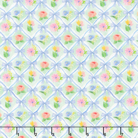 Bows and Blooms - Lattice Bows & Flowers Mint Yardage