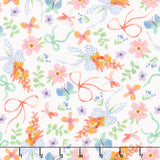 Bows and Blooms - Flowers and Bouquets White Yardage