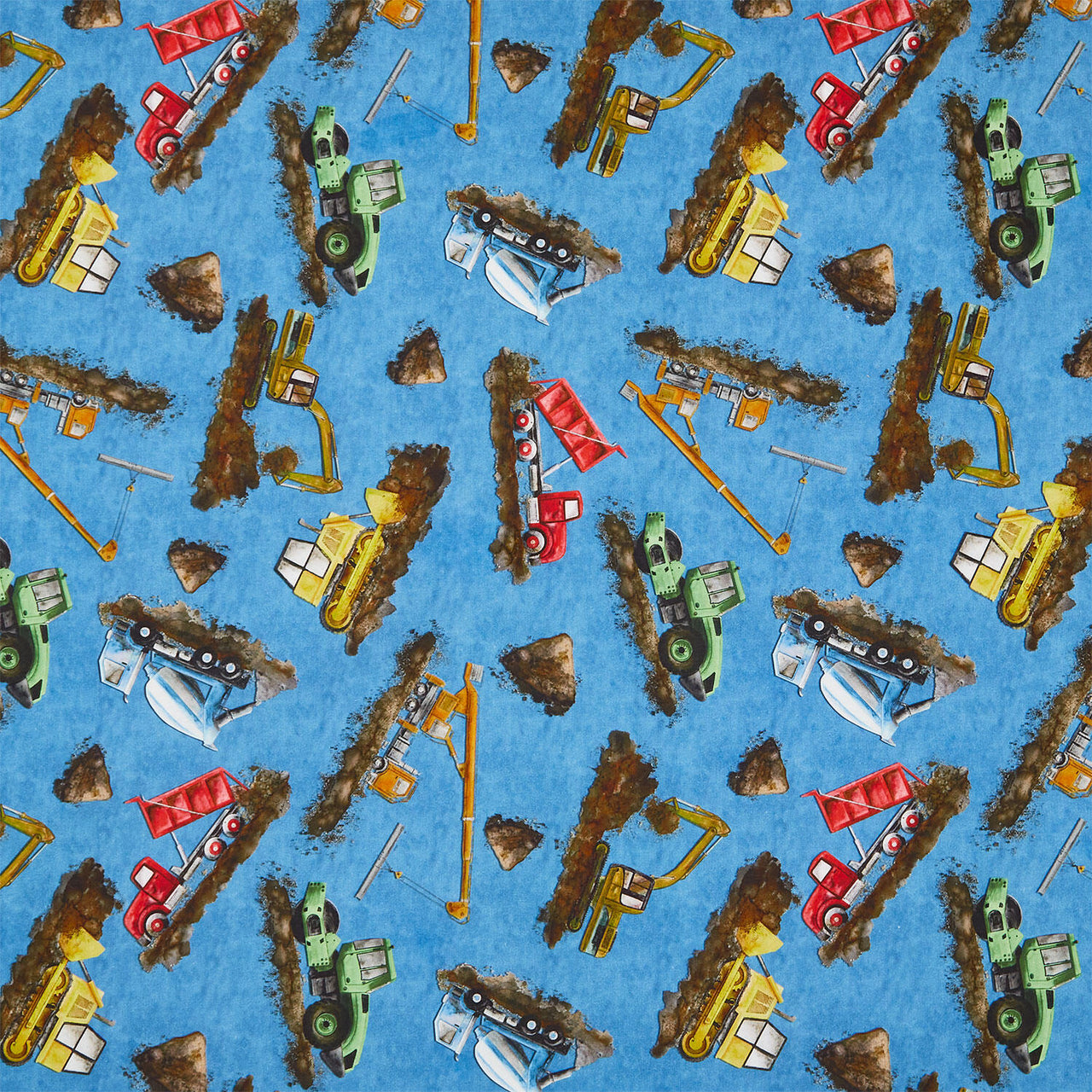 Let's Get Building - Construction Equipment Blue Yardage