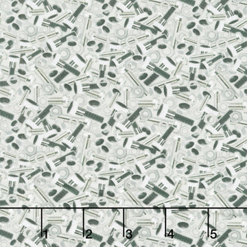 Let's Get Building - Nuts and Bolts Grey Yardage
