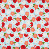 The Bright Side - Daisy and Poppy Flowers Turquoise Yardage