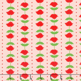 The Bright Side - Flower and Polka Dot Stripe Light Pink Yardage