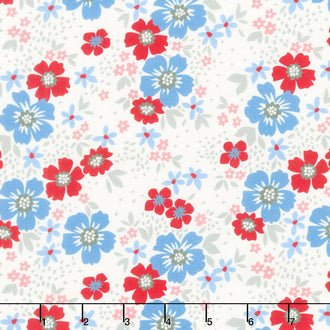 Front Porch Charm - Flowers White Yardage
