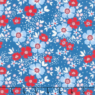 Front Porch Charm - Flowers Blue Yardage