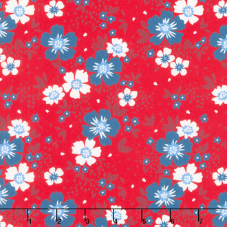 Front Porch Charm - Flowers Red Yardage