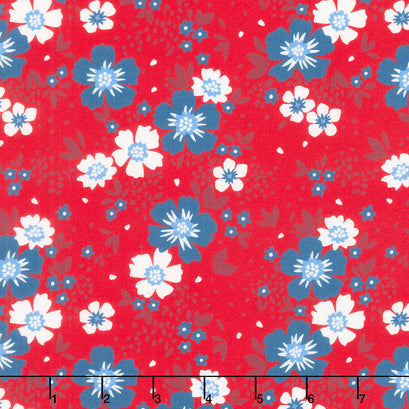 Front Porch Charm - Flowers Red Yardage