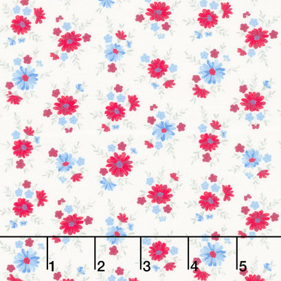 Front Porch Charm - Flowers White Yardage