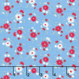 Front Porch Charm - Flowers Blue Yardage