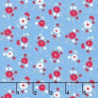 Front Porch Charm - Flowers Blue Yardage