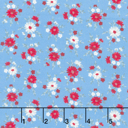 Front Porch Charm - Flowers Blue Yardage