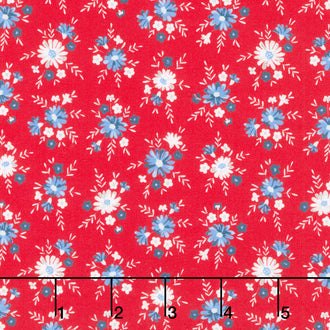 Front Porch Charm - Flowers Red Yardage