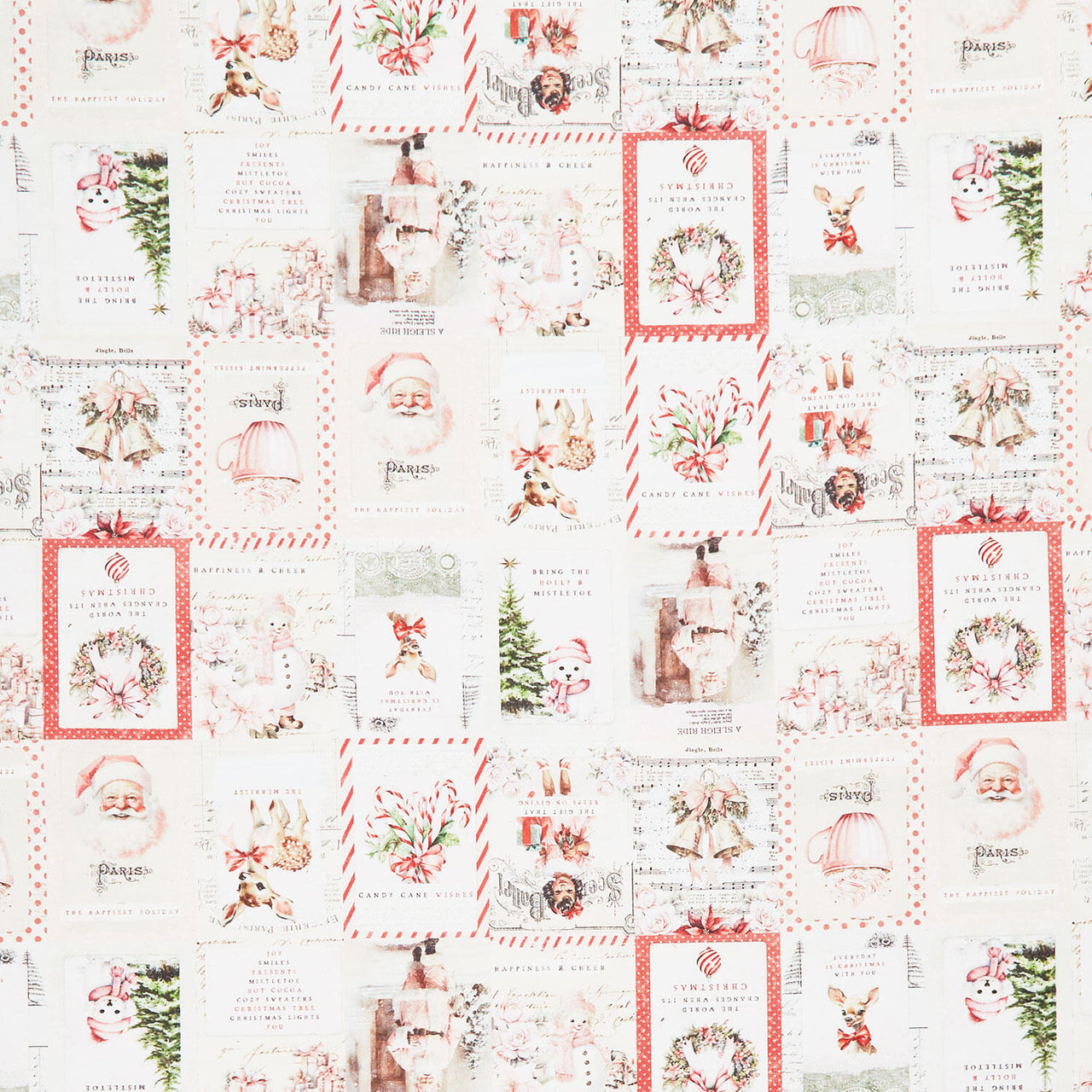 Christmas Magic - Christmas Labels Ivory Yardage