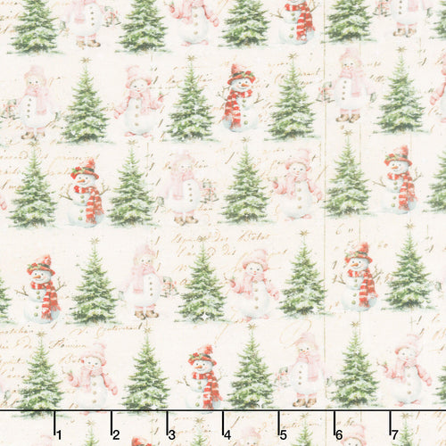 Christmas Magic - Christmas Trees & Snowmen Ivory Yardage