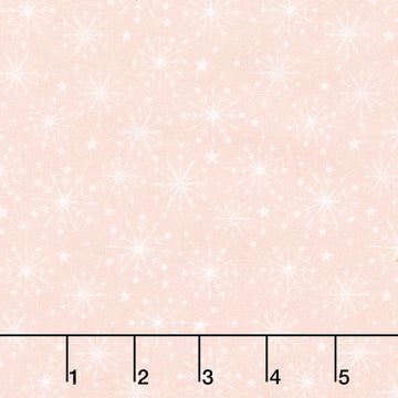 Christmas Magic - Snowflakes and Stars Pink Yardage