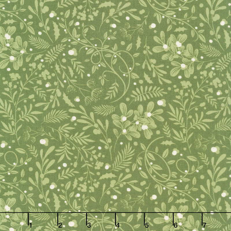 Holly Jolly Calico - Swirls Foliage Evergreen Yardage