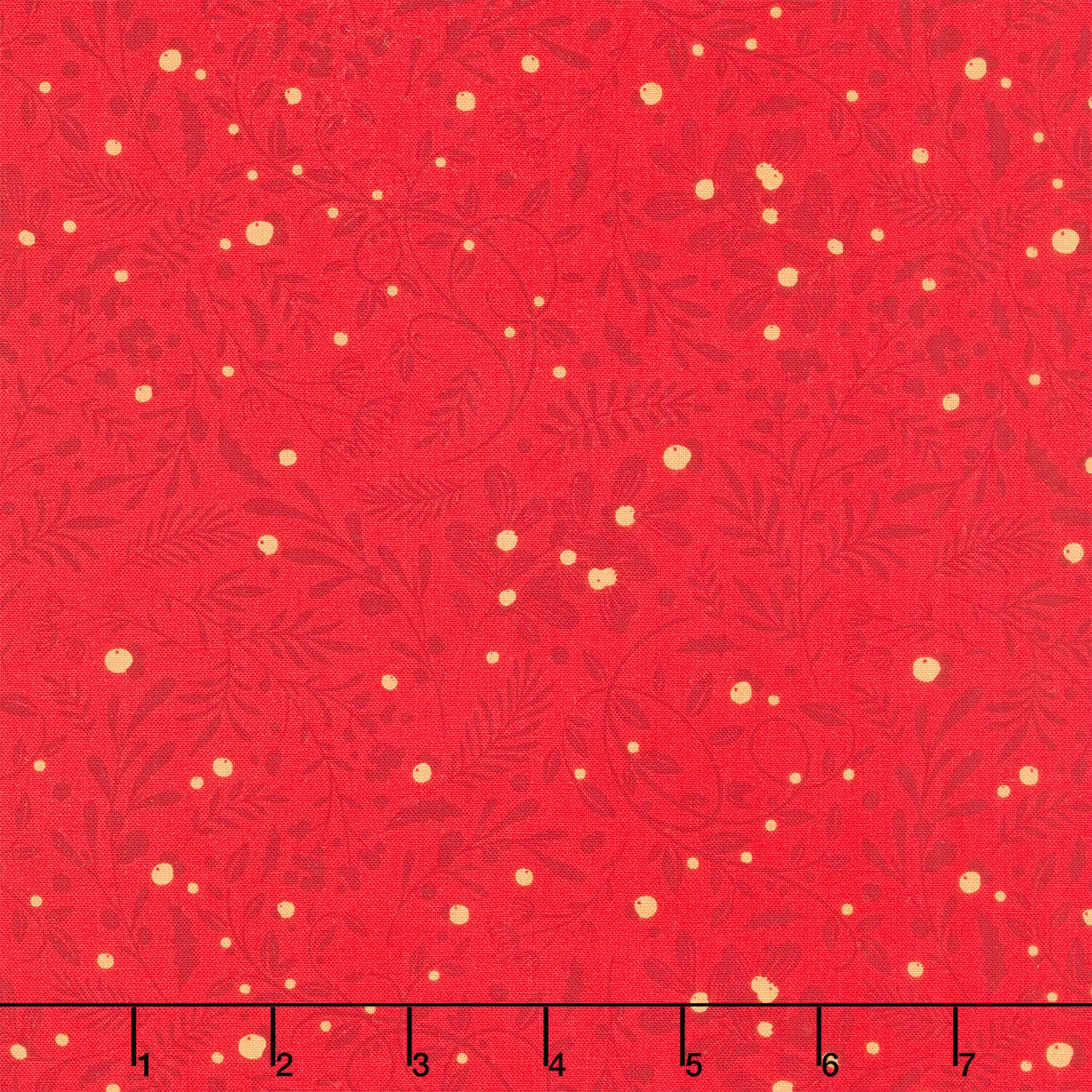 Holly Jolly Calico - Swirls Foliage Crimson Yardage