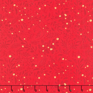 Holly Jolly Calico - Swirls Foliage Crimson Yardage