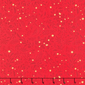 Holly Jolly Calico - Swirls Foliage Crimson Yardage