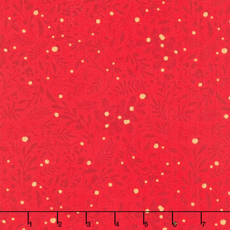 Holly Jolly Calico - Swirls Foliage Crimson Yardage