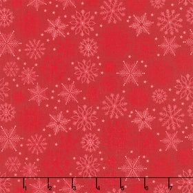 Holly Jolly Calico - Snowflakes Crimson Yardage