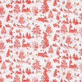 Holly Jolly Calico - Winter Scene Ecru Red Yardage