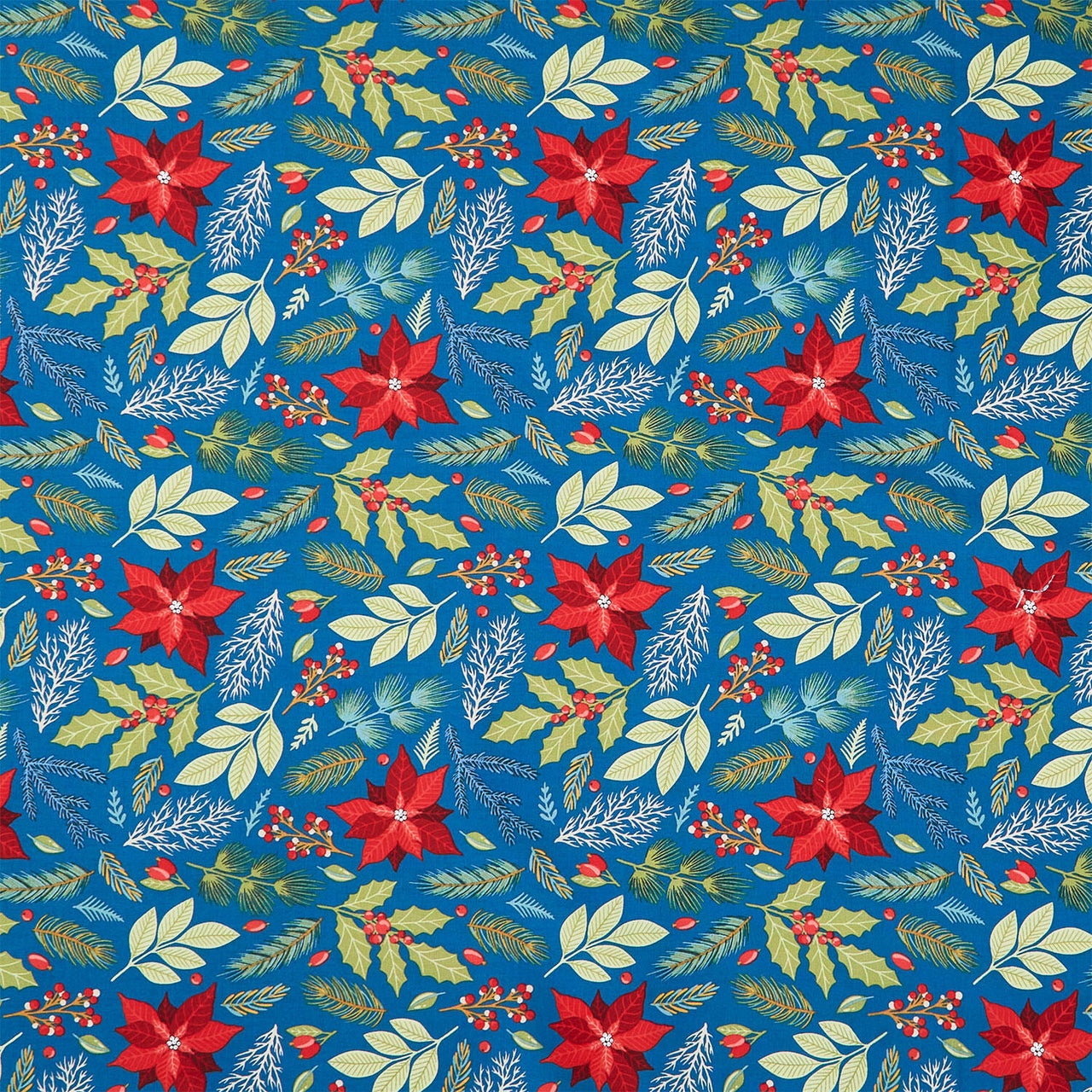 Holly Jolly Calico - Poinsettia Floral Navy Yardage