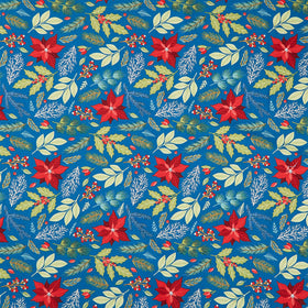 Holly Jolly Calico - Poinsettia Floral Navy Yardage